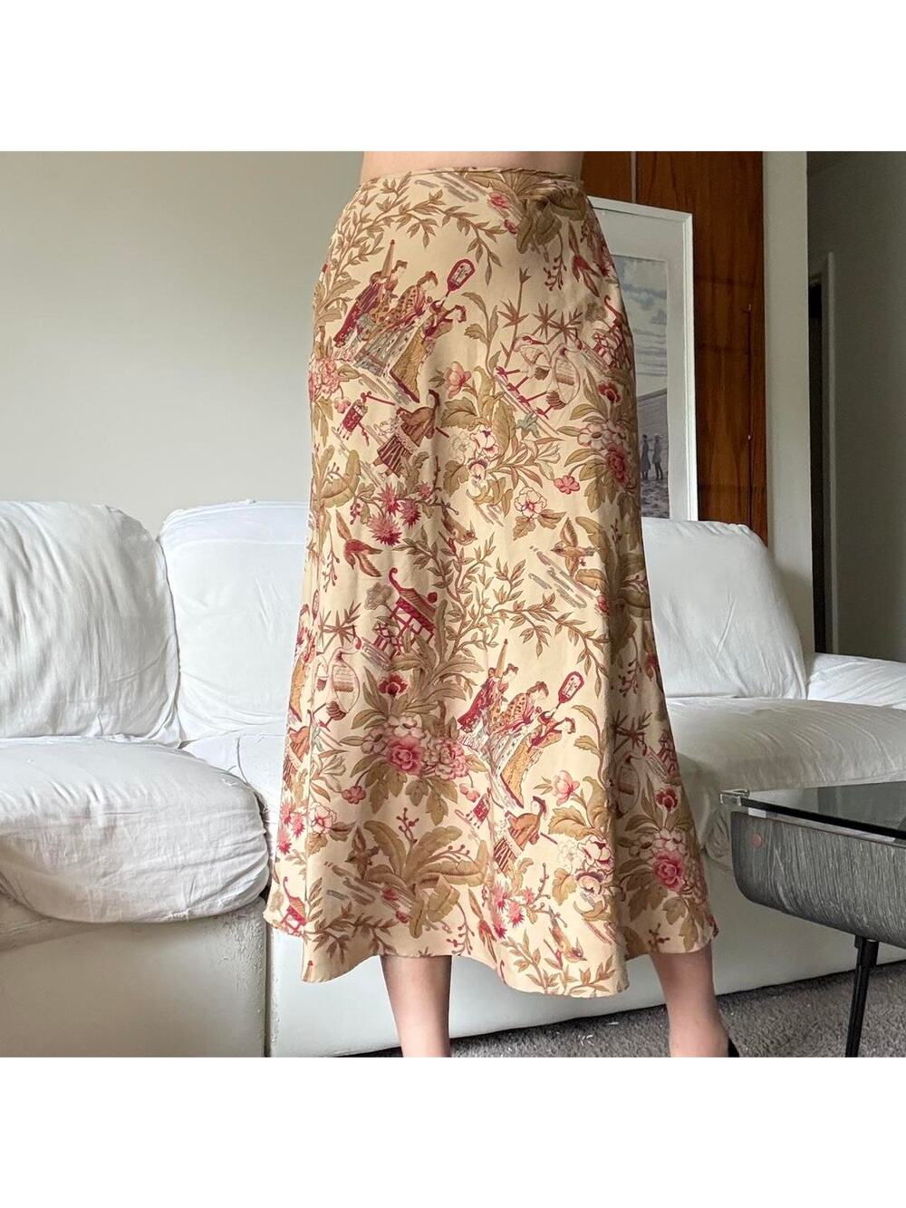Vintage 90s beautiful vintage floral midi skirt